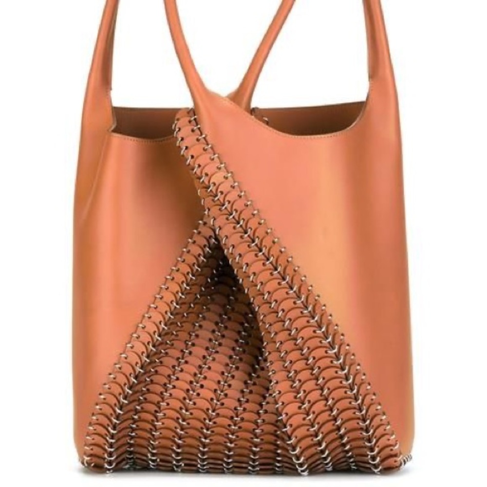paco rabanne pliage leather tote bag